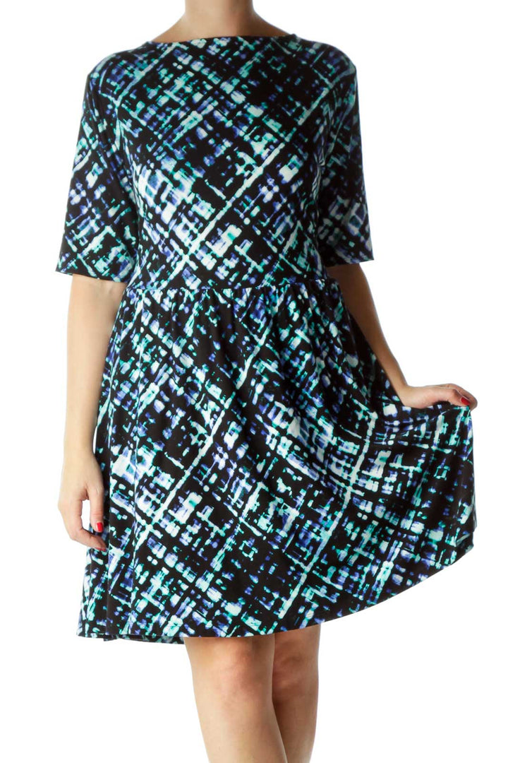 Blue Print A-Line Dress