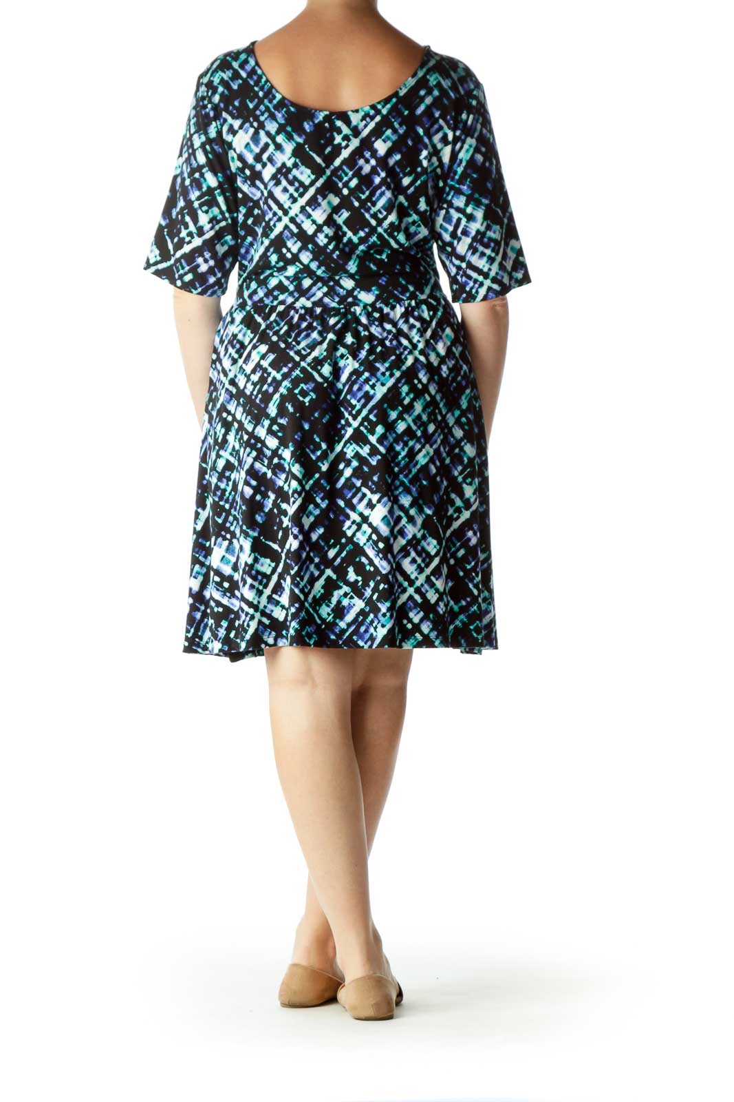 Blue Print A-Line Dress