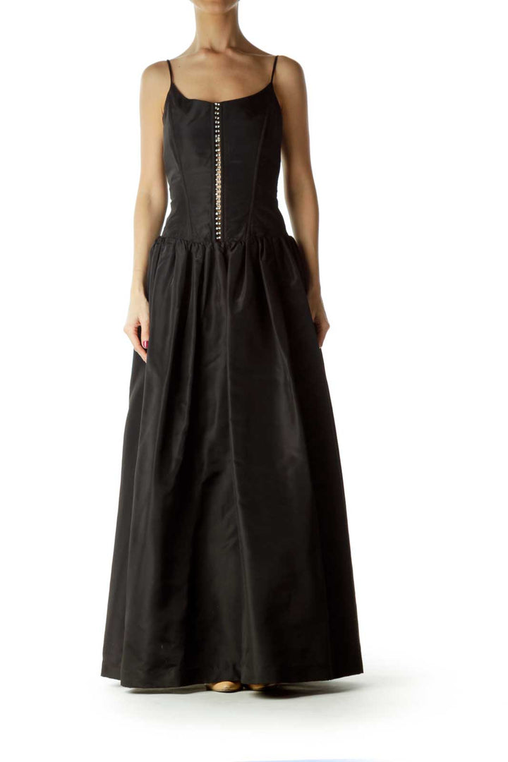 Black Spaghetti Strap Ball Gown