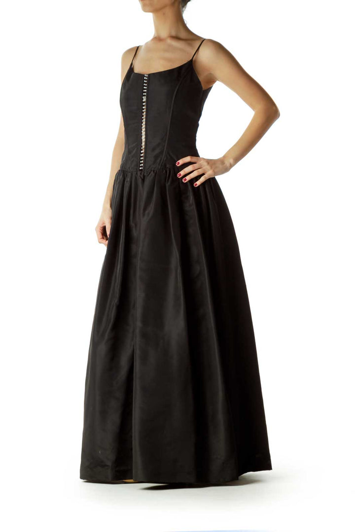 Black Spaghetti Strap Ball Gown