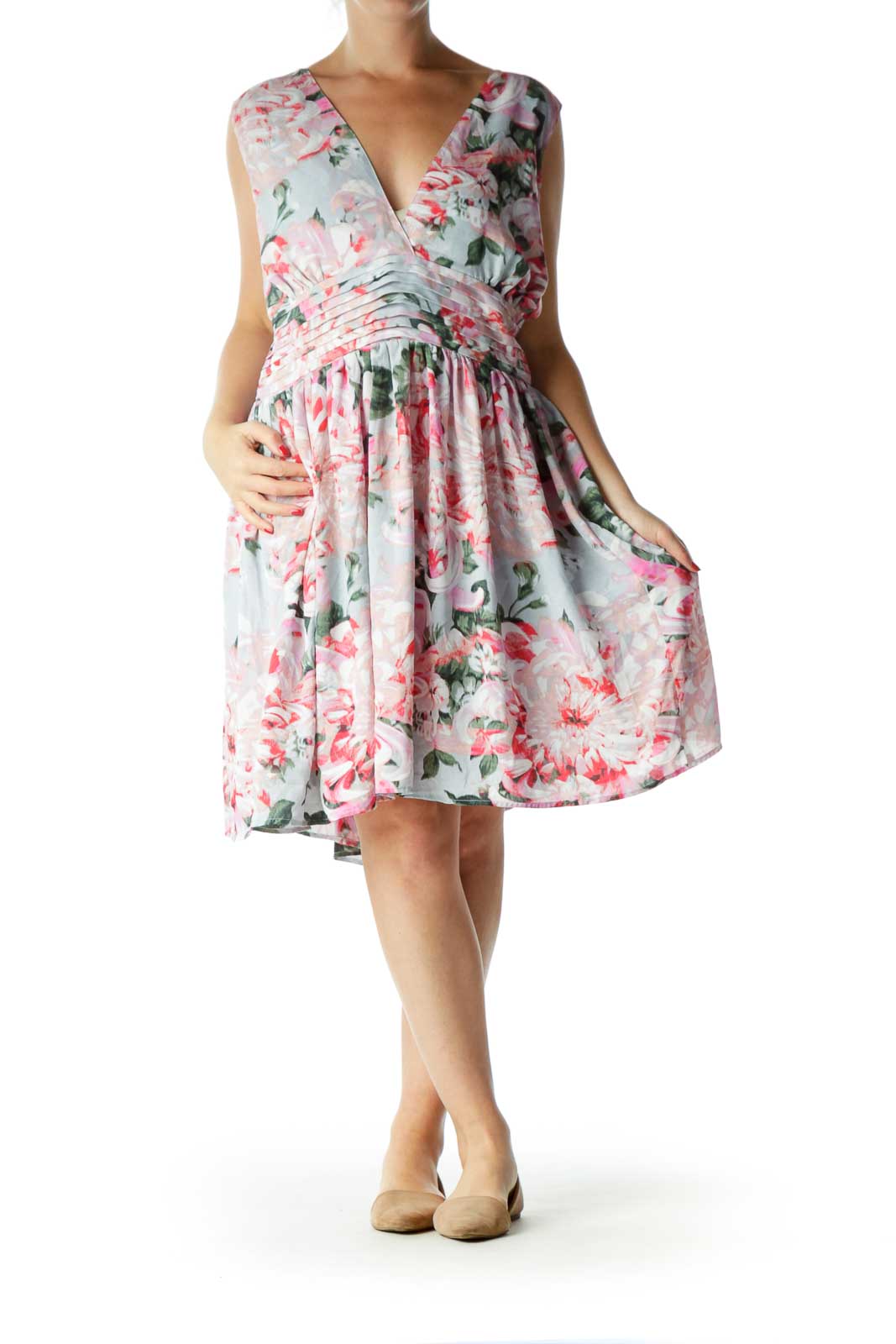 Multicolor Floral Print Cocktail Dress