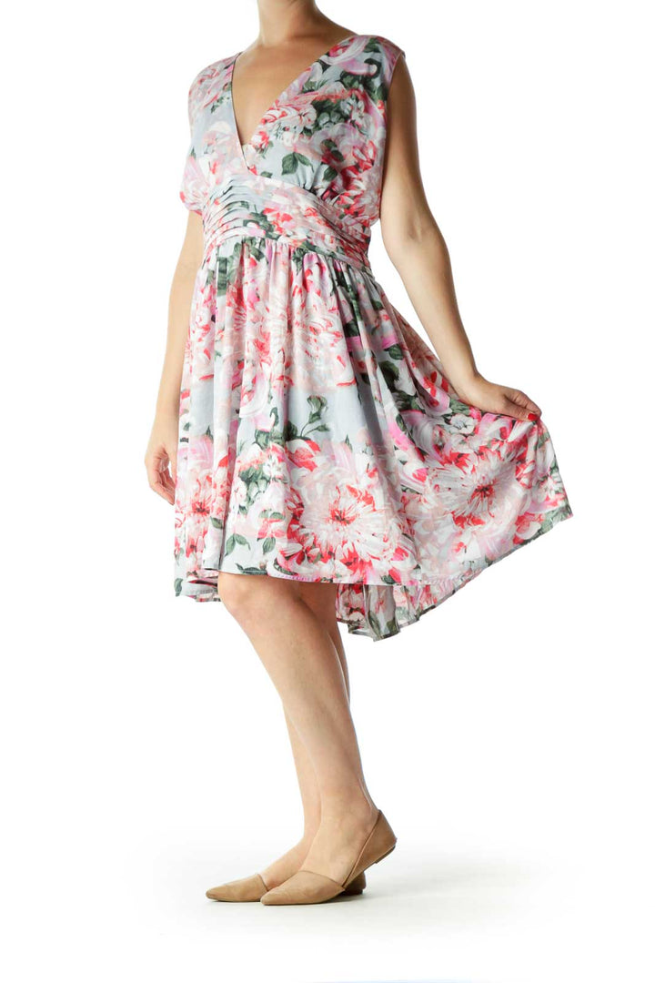 Multicolor Floral Print Cocktail Dress