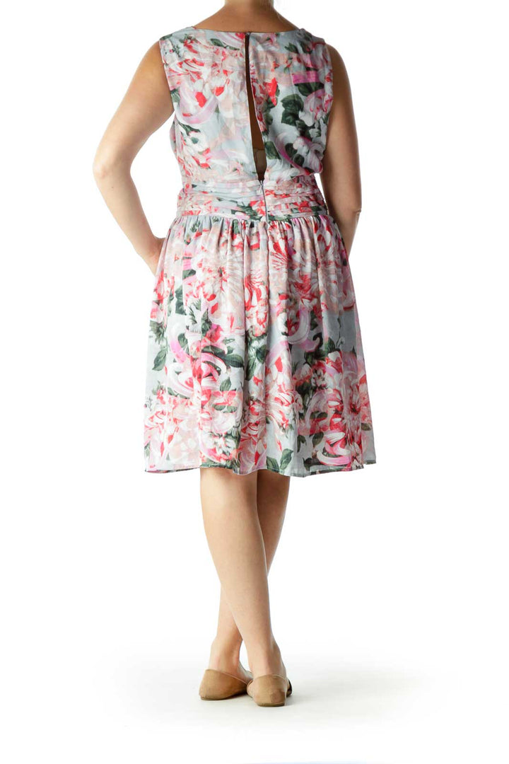 Multicolor Floral Print Cocktail Dress