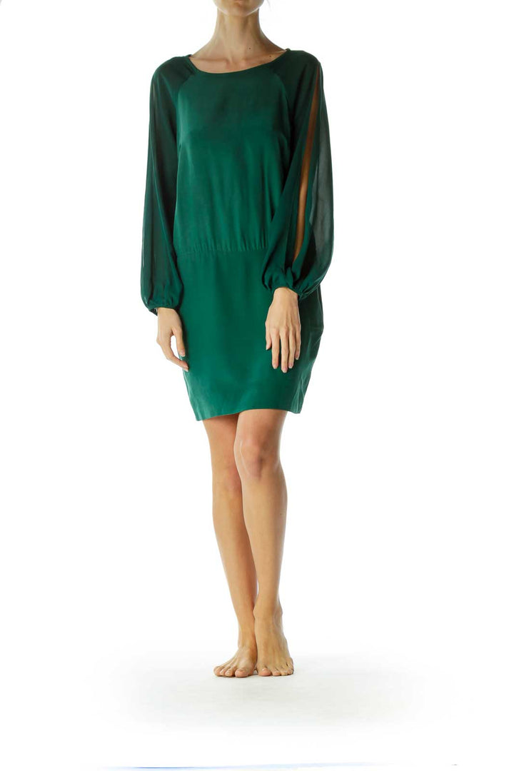 Green Long Sleeve Cut-Out Cocktail Dress