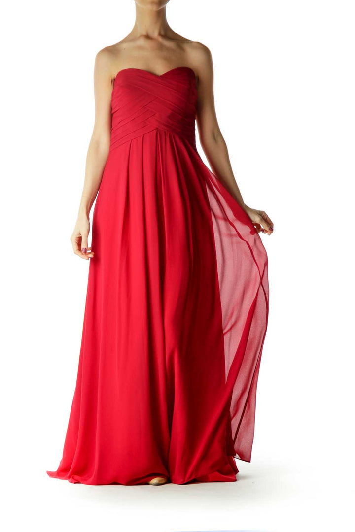 Red Sweetheart Neckline Evening Dress