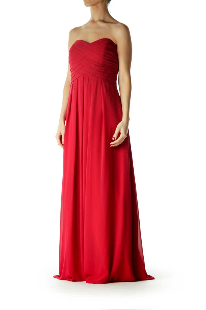 Red Sweetheart Neckline Evening Dress