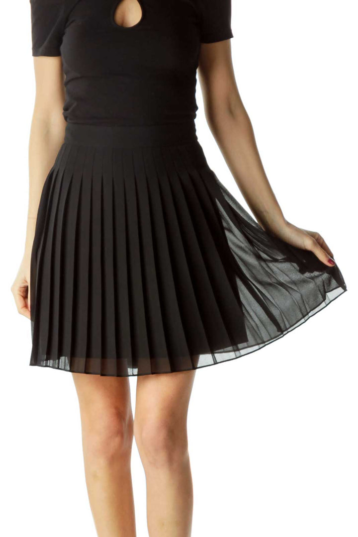 Black Pleated Mini Skirt