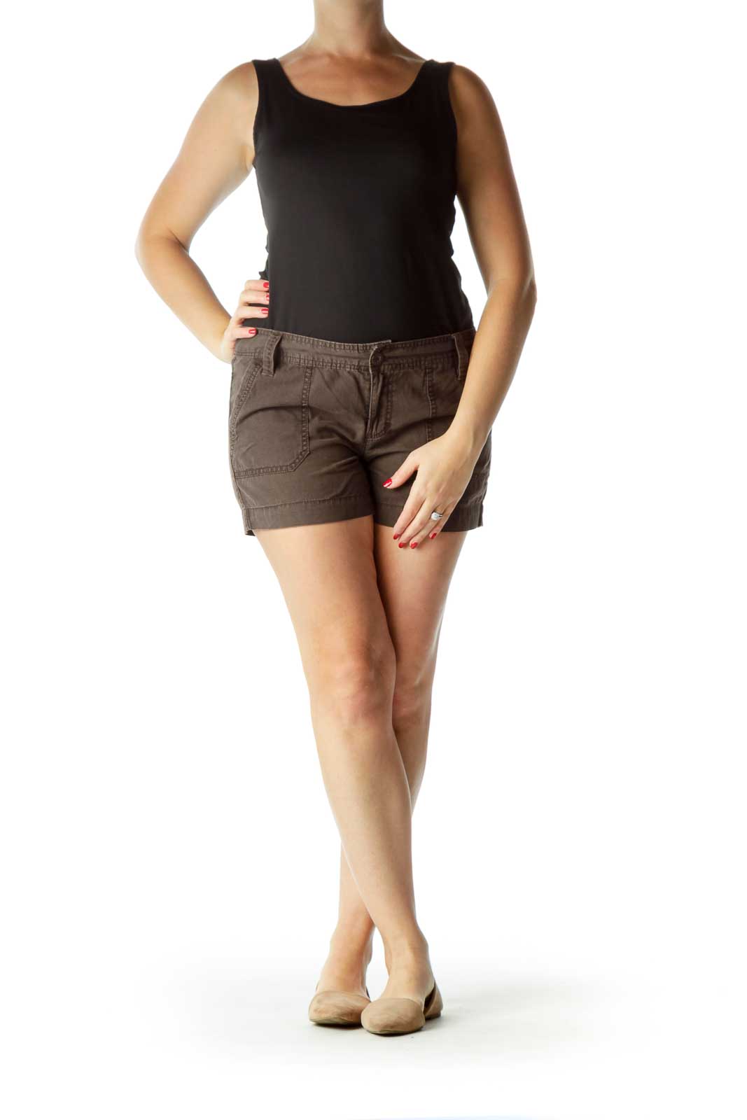 Brown Pocketed Shorts