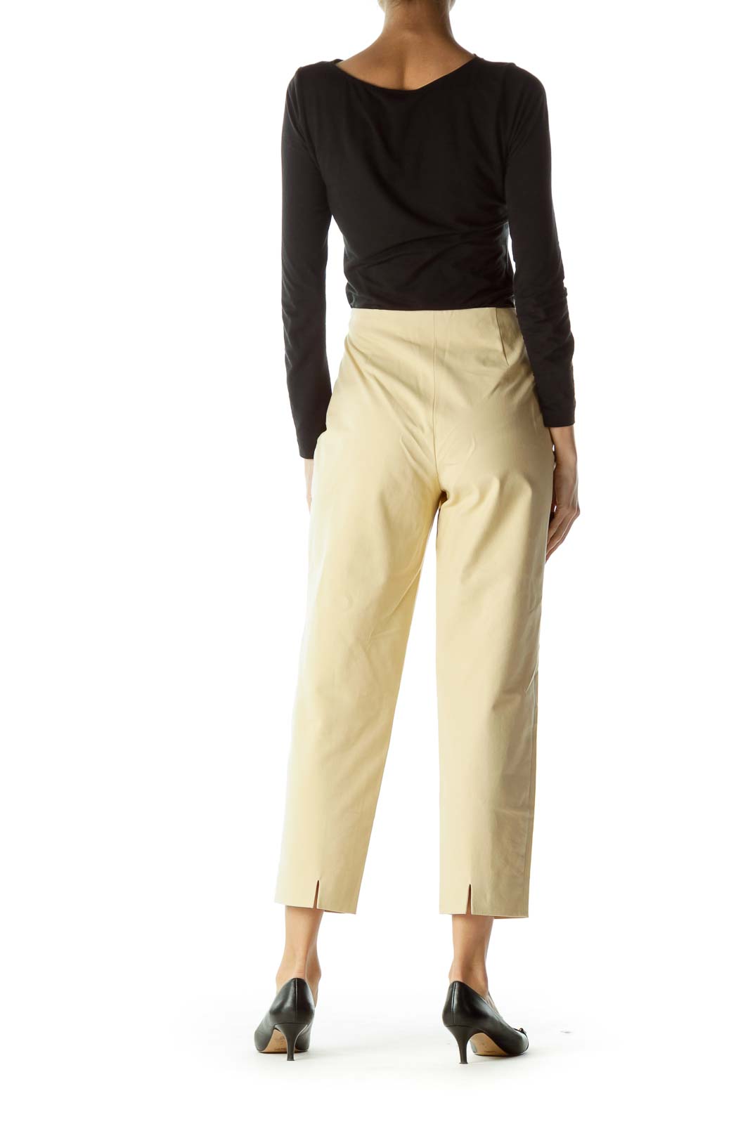 Beige Cropped Designer Pants