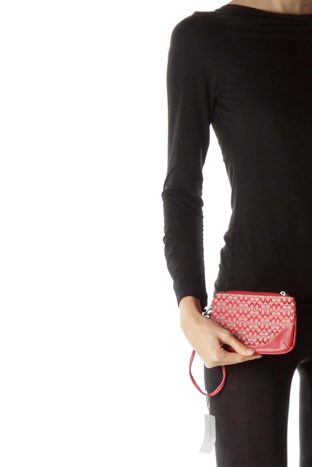 Red White Logo Print Clutch Bag