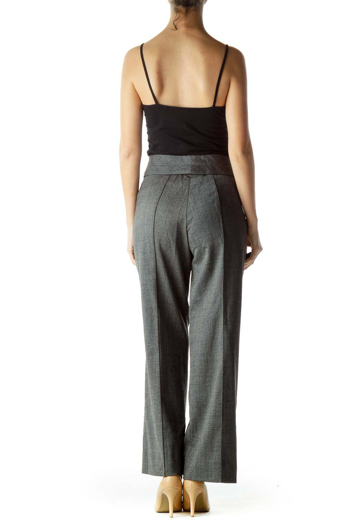 Black White Knit Straight Leg Dress Pants