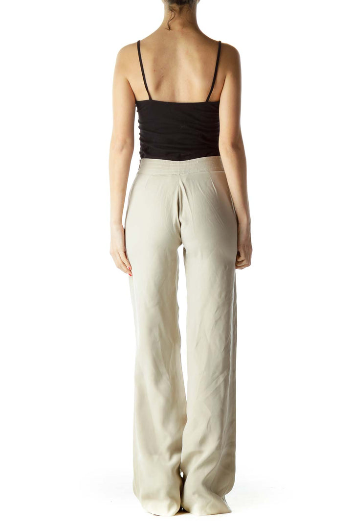 Gray 100% Silk Designer High-Waisted Pants (Altered)