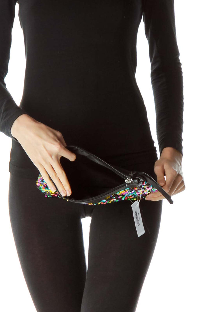 Multicolored Sequined Clutch with Tassle