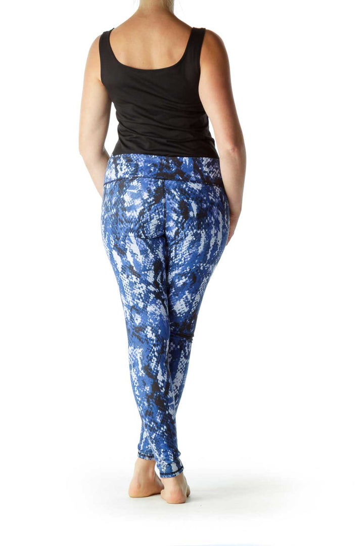 Blue Black Snake Skin Print Yoga Pants