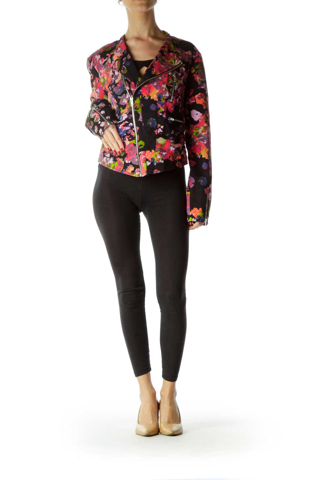 Multicolor Paint Print Bomber Jacket