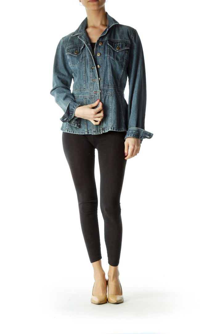 Blue Pocketed Denim Jacket