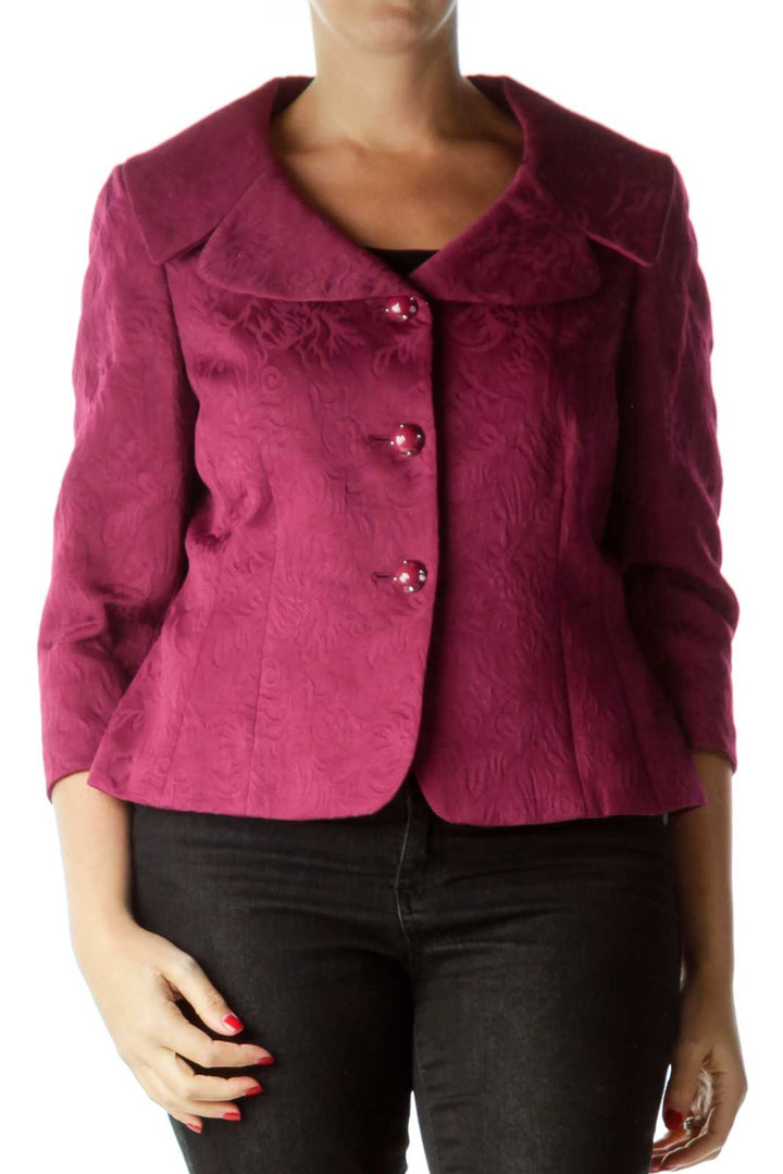 Purple 3/4 Sleeve Buttoned Blazer