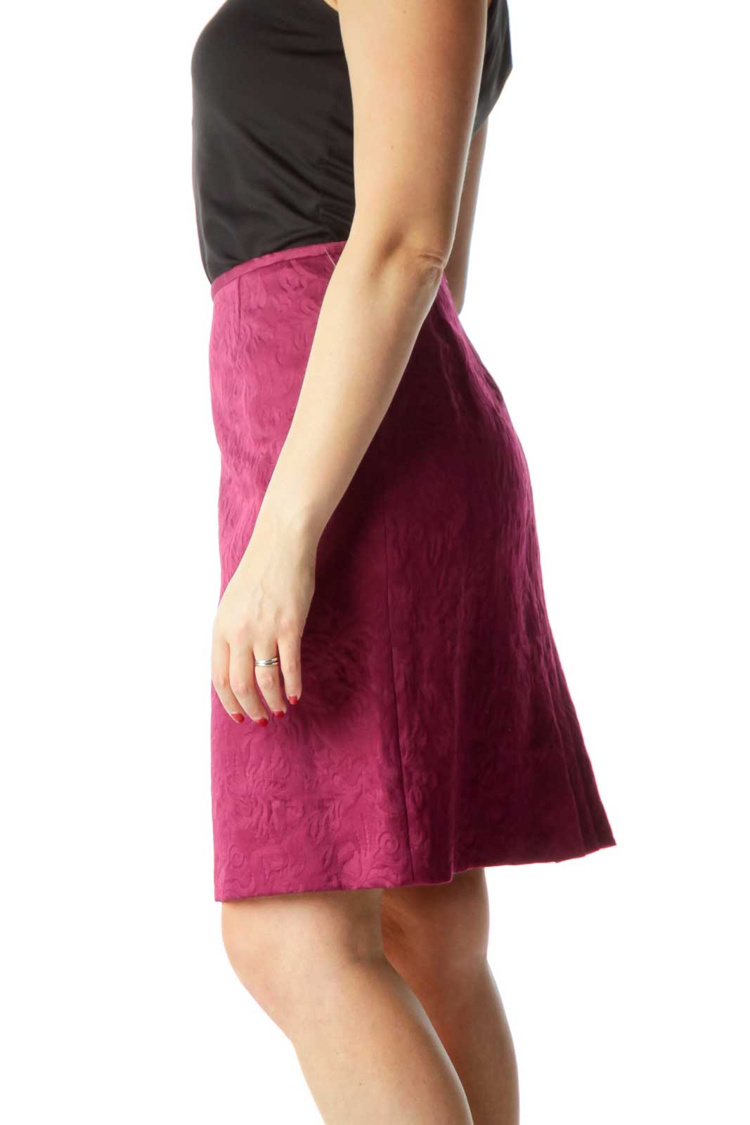 Purple Textured Print Pencil Skirt