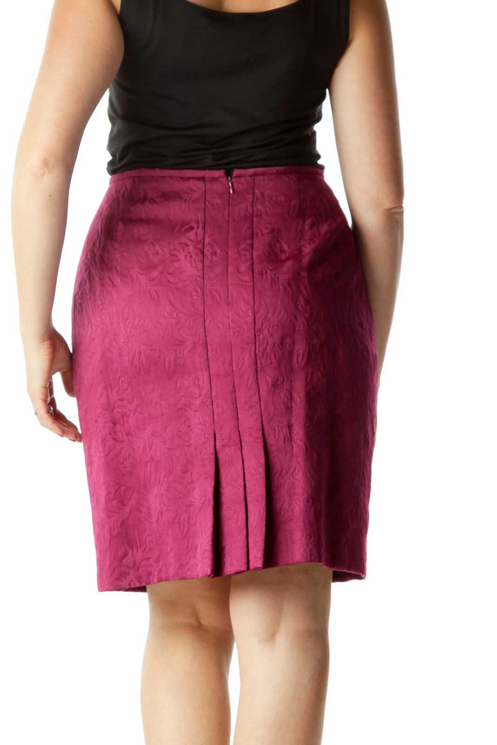 Purple Textured Print Pencil Skirt