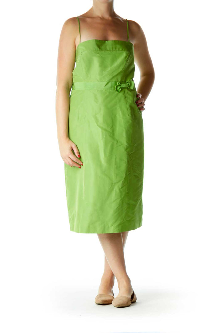 Green Silk Strapless Cocktail Dress