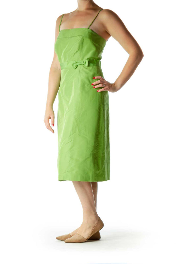 Green Silk Strapless Cocktail Dress