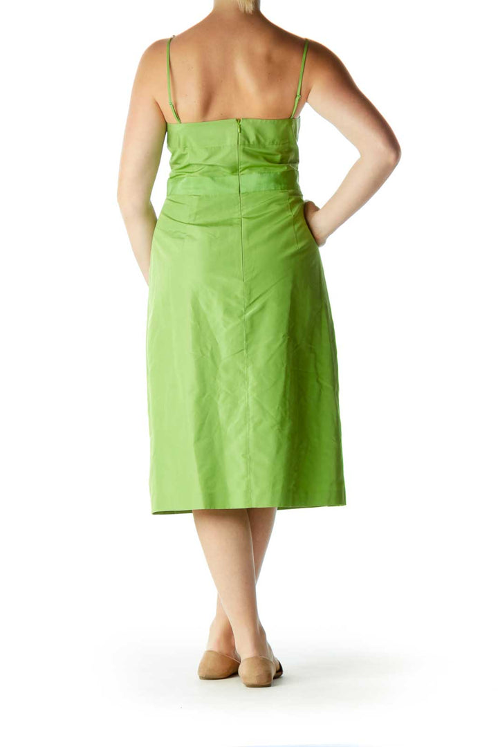 Green Silk Strapless Cocktail Dress