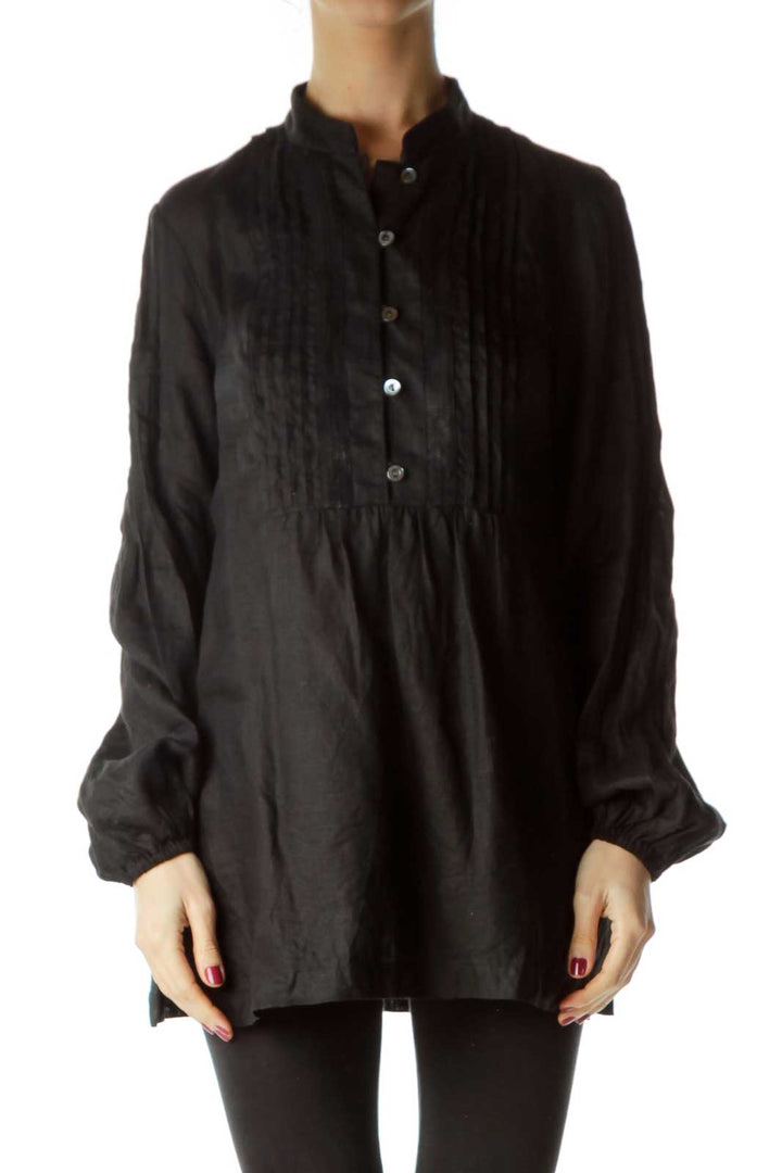 Black Linen Sequined Shirt