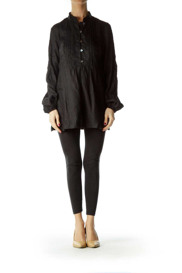 Black Linen Sequined Shirt