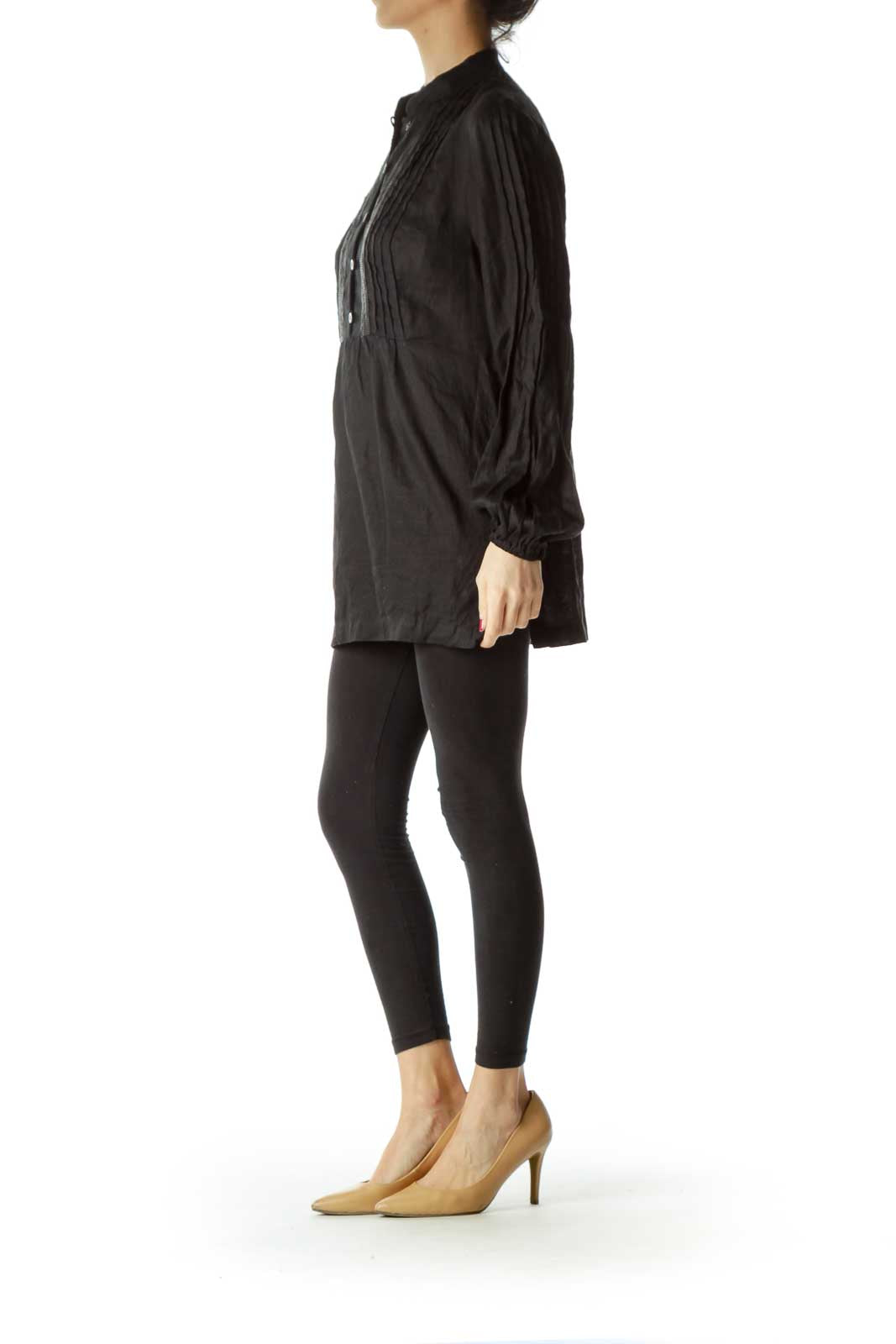 Black Linen Sequined Shirt