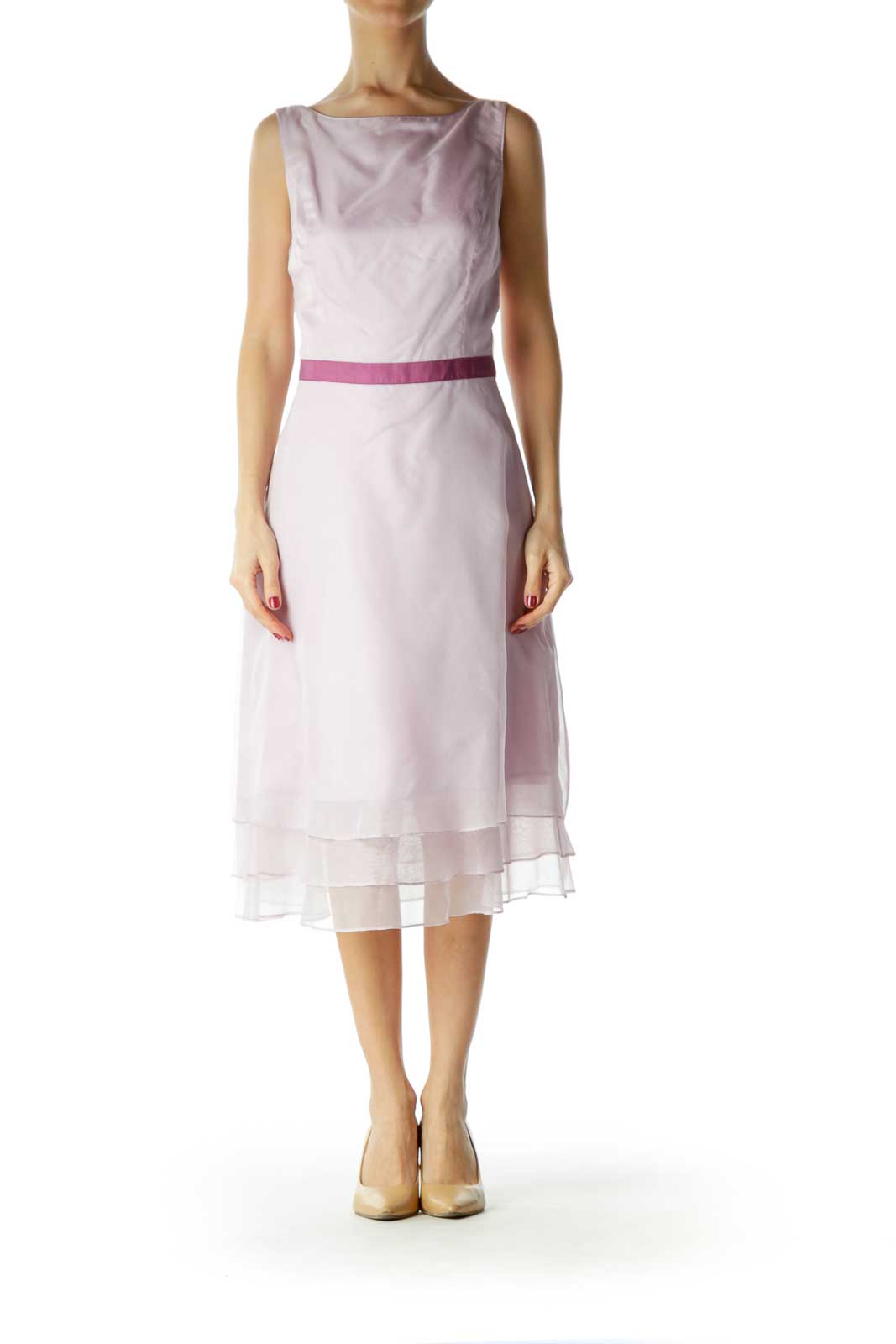 Purple Round Neck Cocktail Dress