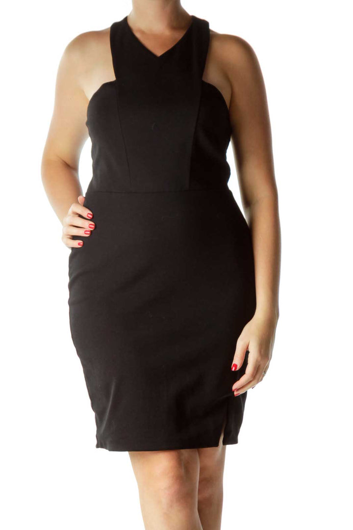 Black Racerback Fitted Cocktail Dress