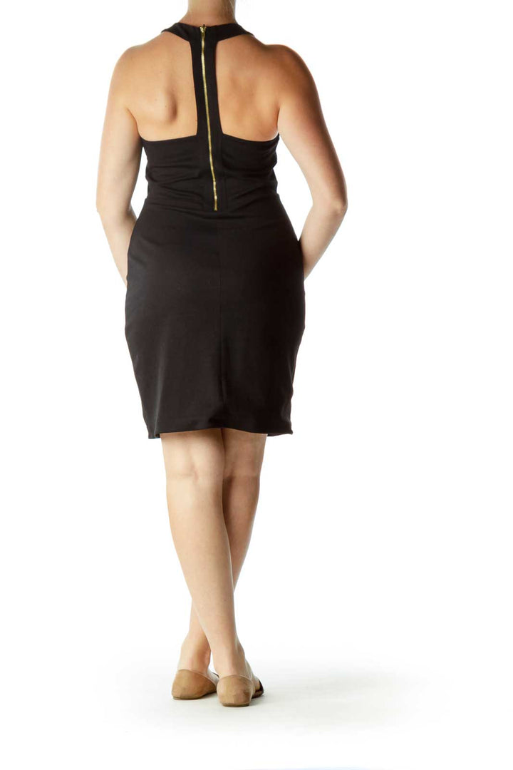 Black Racerback Fitted Cocktail Dress