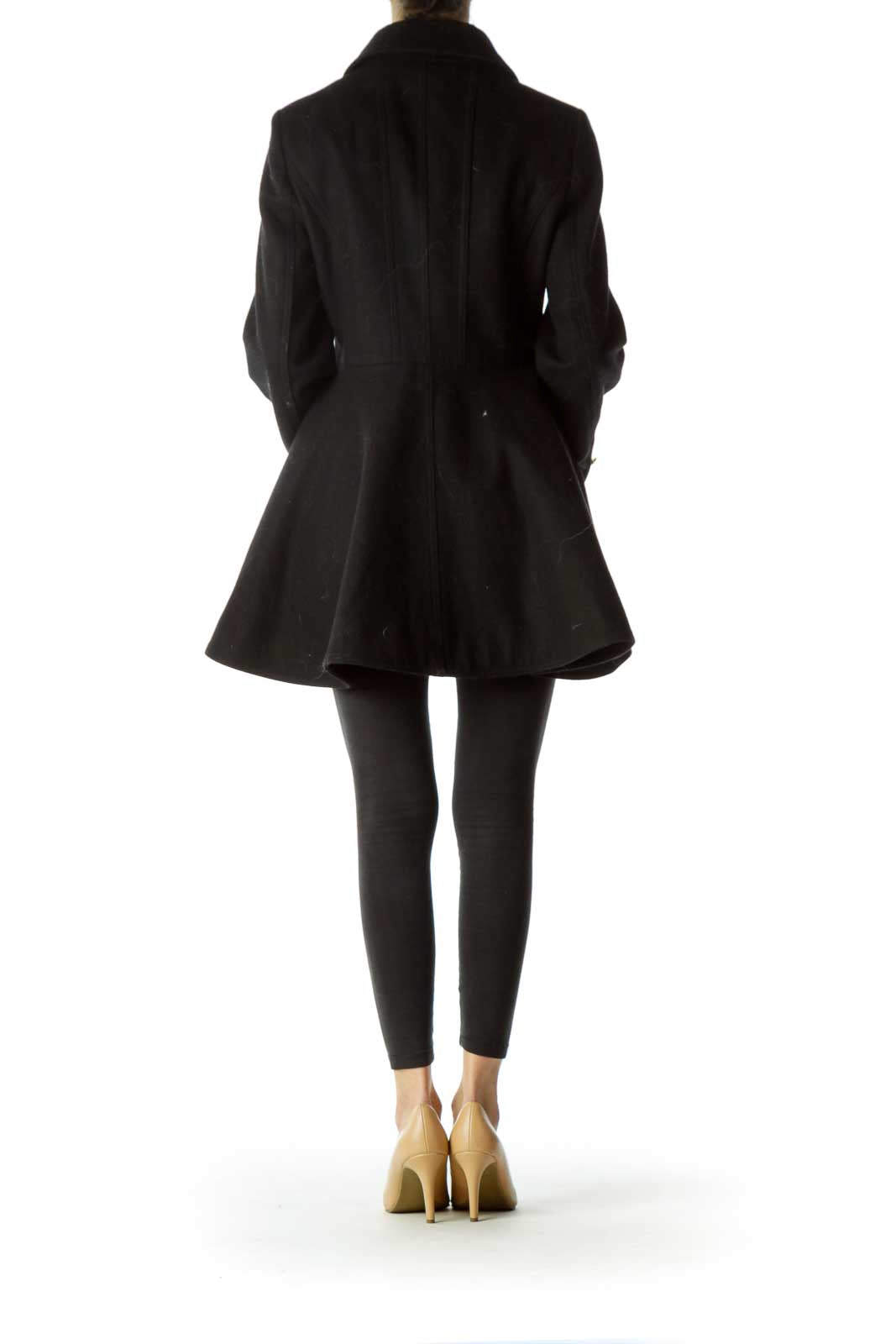 Black Flared Wool Coat