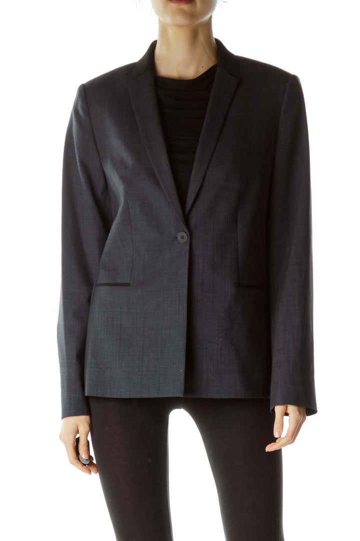 Blue Black Accent Neck Designer Blazer