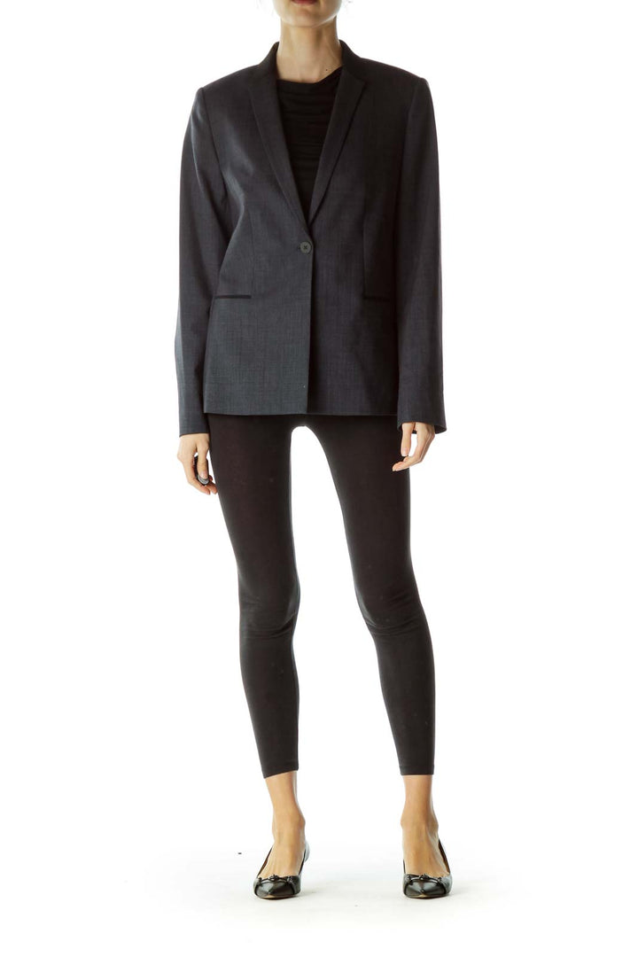 Blue Black Accent Neck Designer Blazer