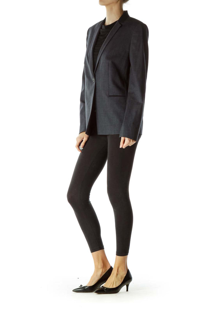 Blue Black Accent Neck Designer Blazer