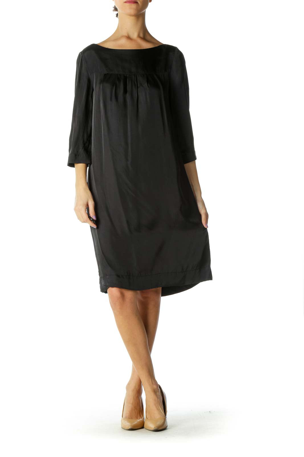 Black Round Neck Shift Dress