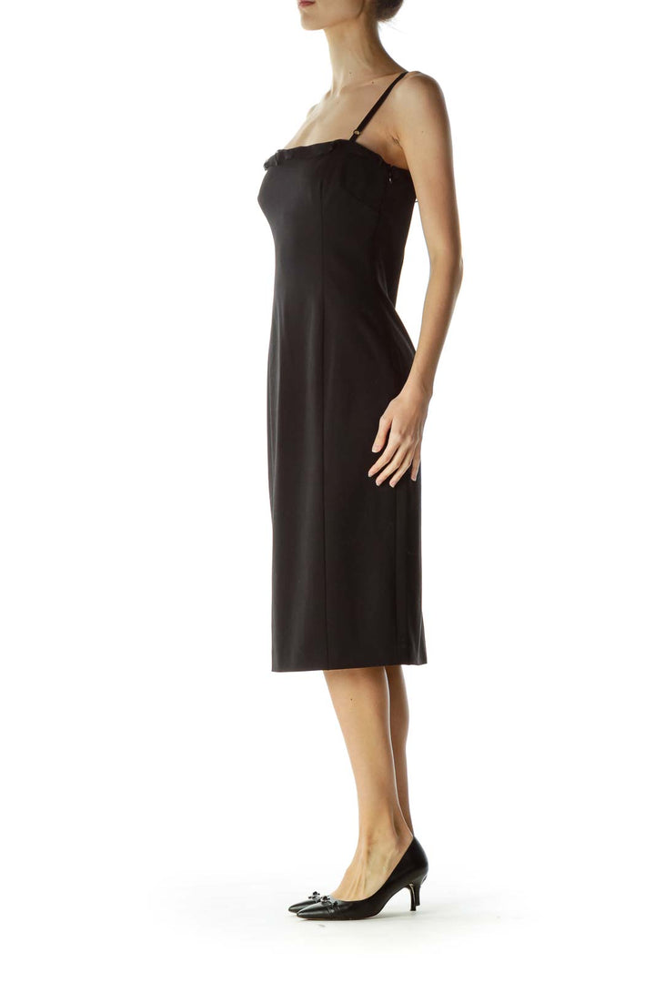 Black Spaghetti Strap Midi Cocktail Dress