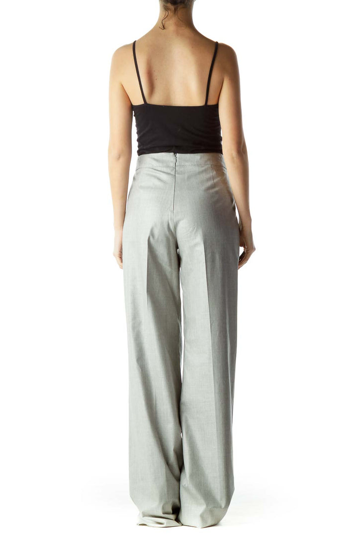 Gray High-Waisted Designer Dress Pants