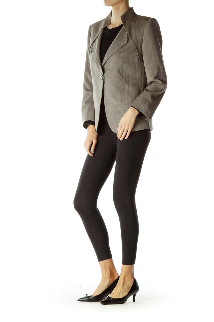 Black Gold White Knit Designer Blazer