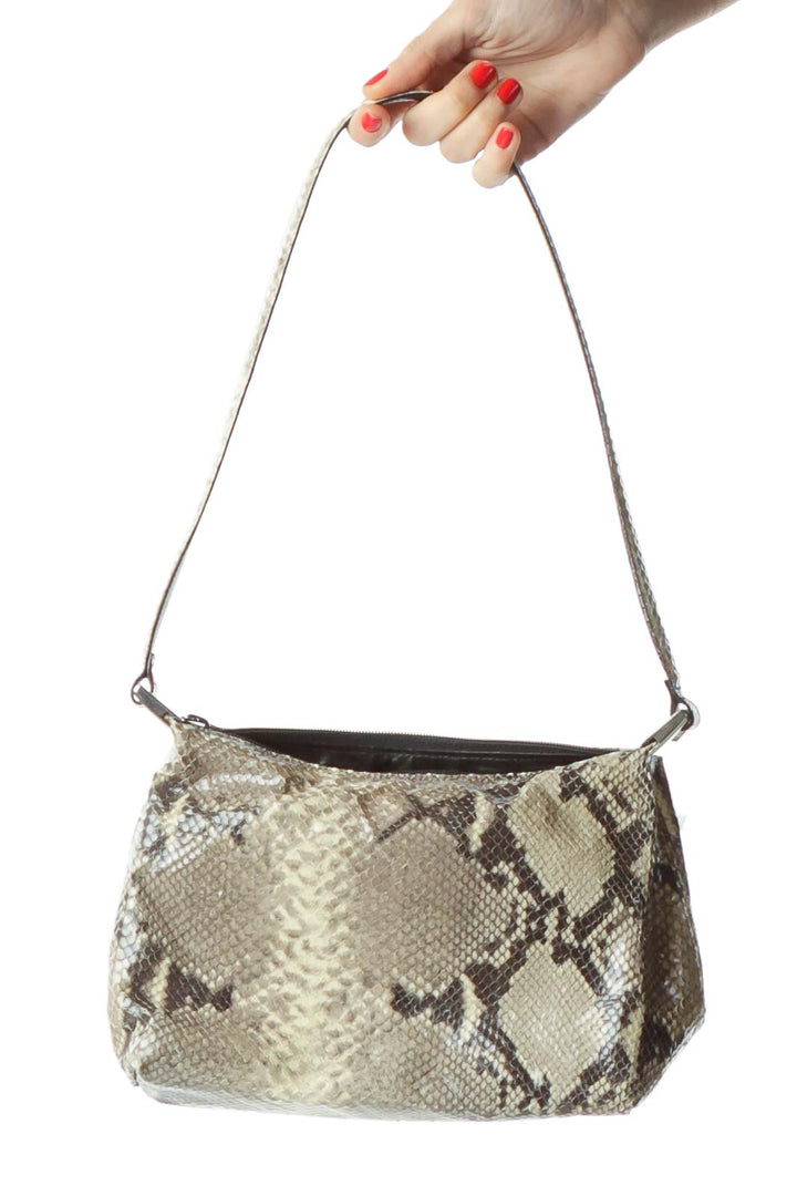 Green Black Faux Python Skin Shoulder Bag