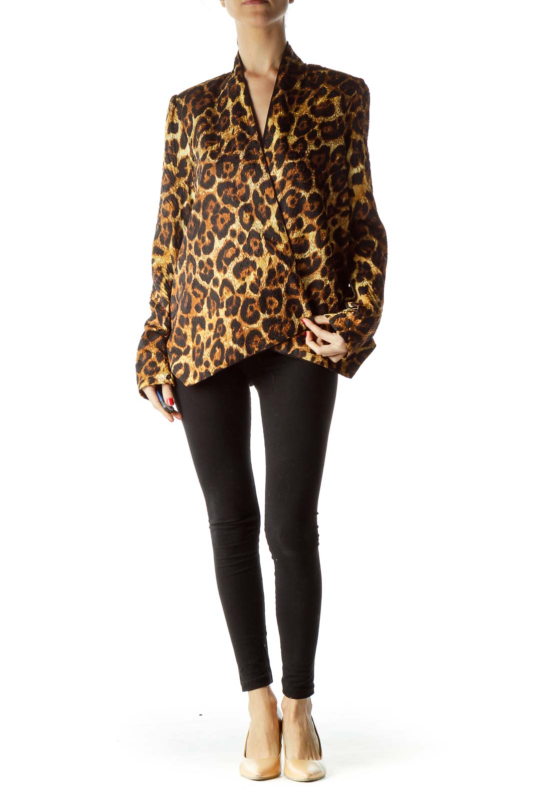 Gold Black Animal Print Blazer