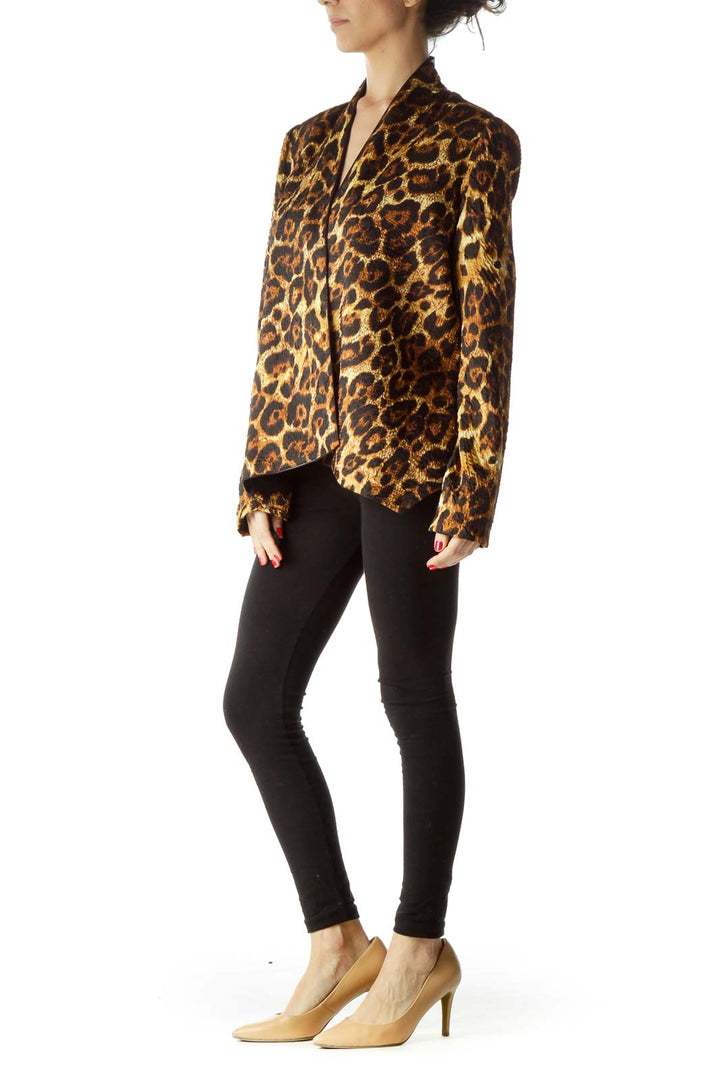 Gold Black Animal Print Blazer