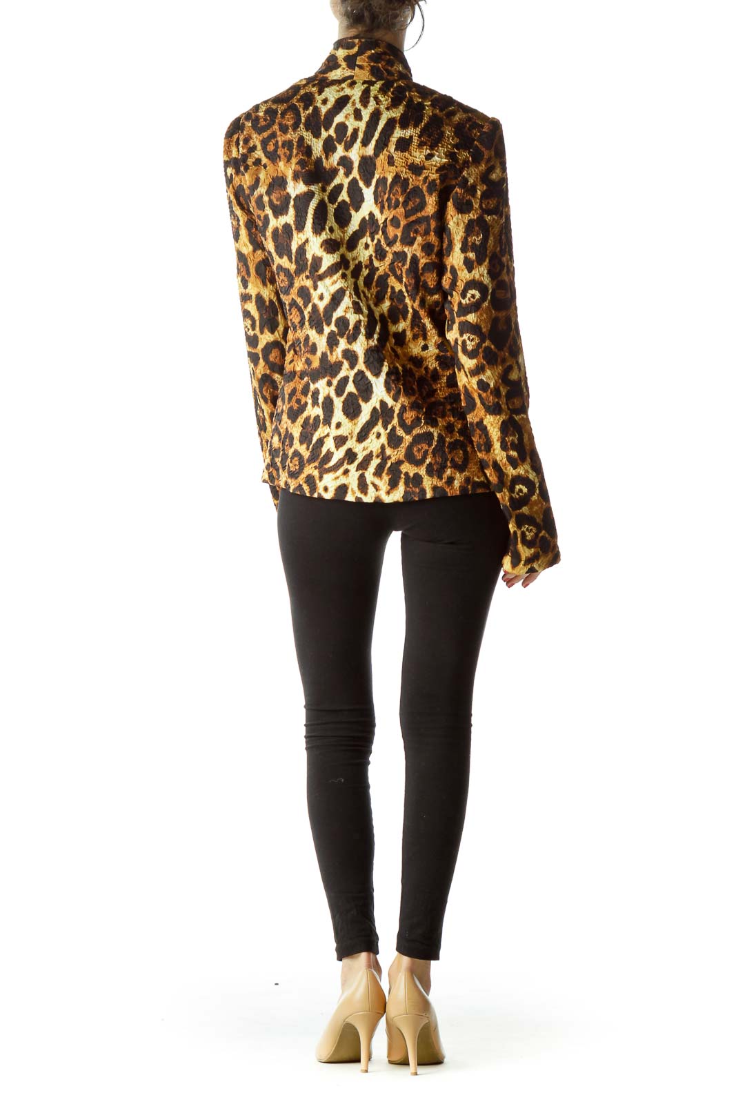 Gold Black Animal Print Blazer