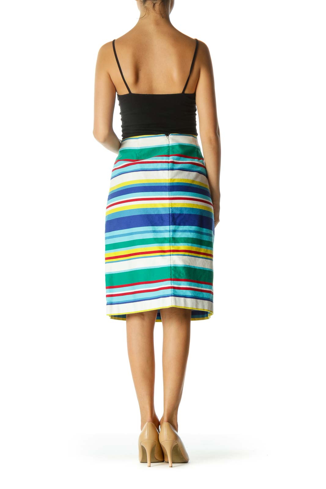 Multicolor 100% Cotton Striped Skirt