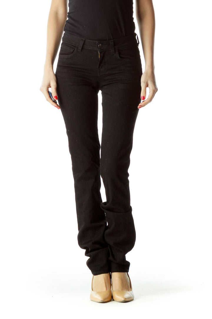 Black Stretch Straight Leg Pants