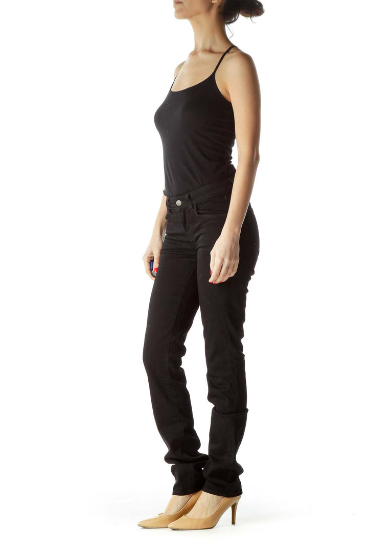 Black Stretch Straight Leg Pants