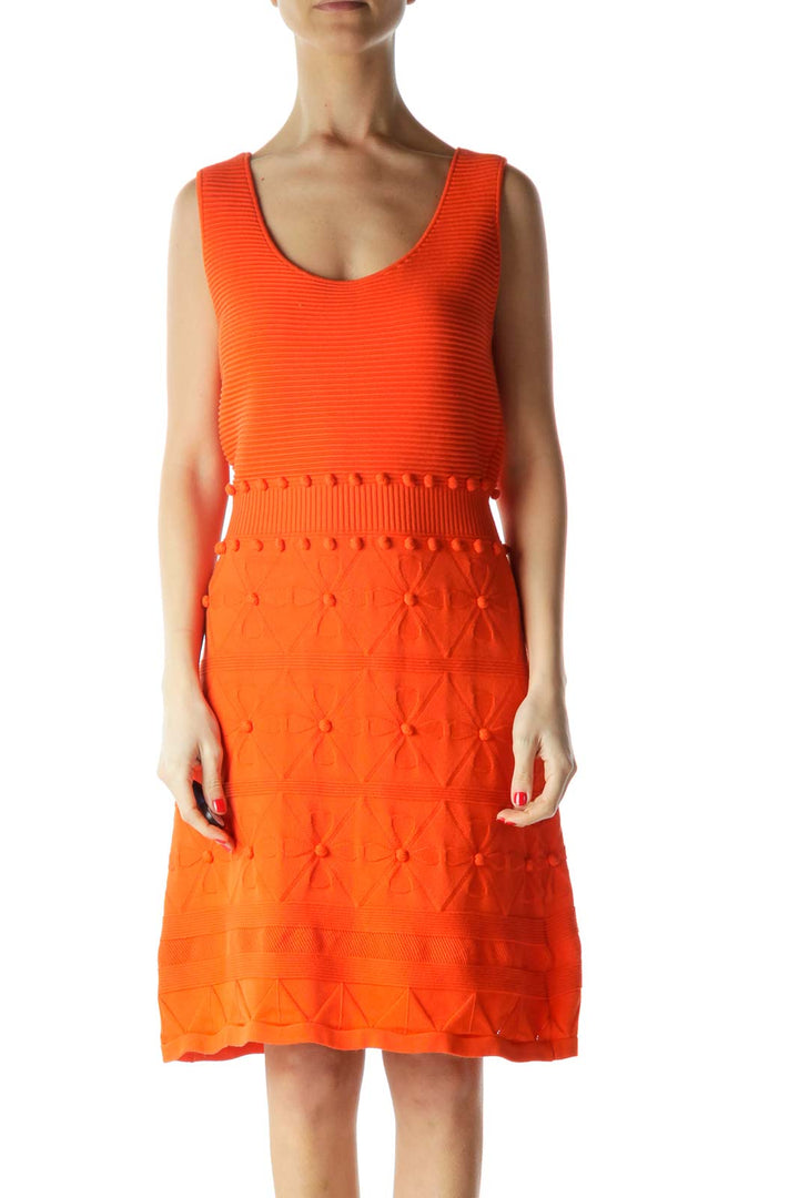 Orange Sleeveless Knit Dress