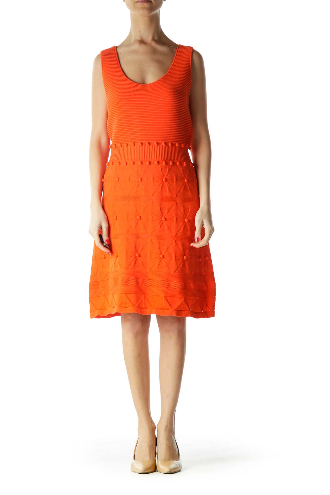 Orange Sleeveless Knit Dress