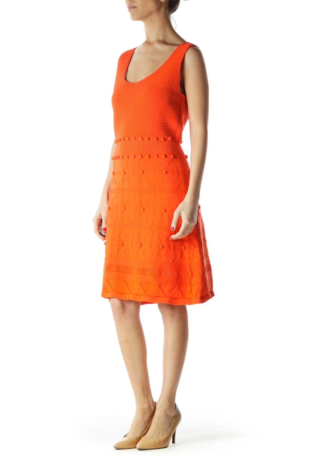 Orange Sleeveless Knit Dress